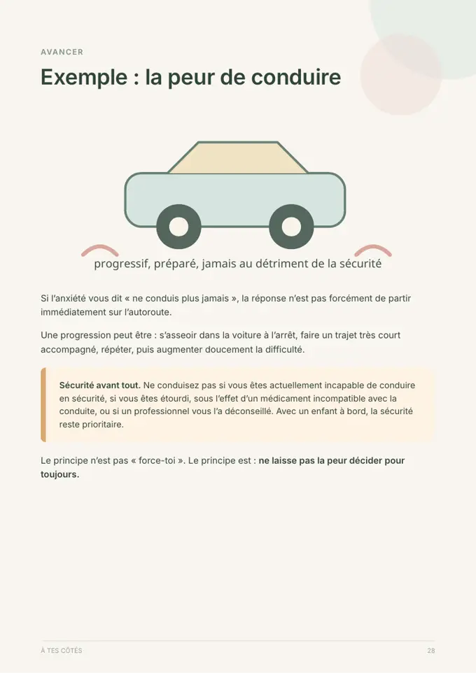 Aperçu du guide À TES CÔTÉS — Exemple : la peur de conduire
