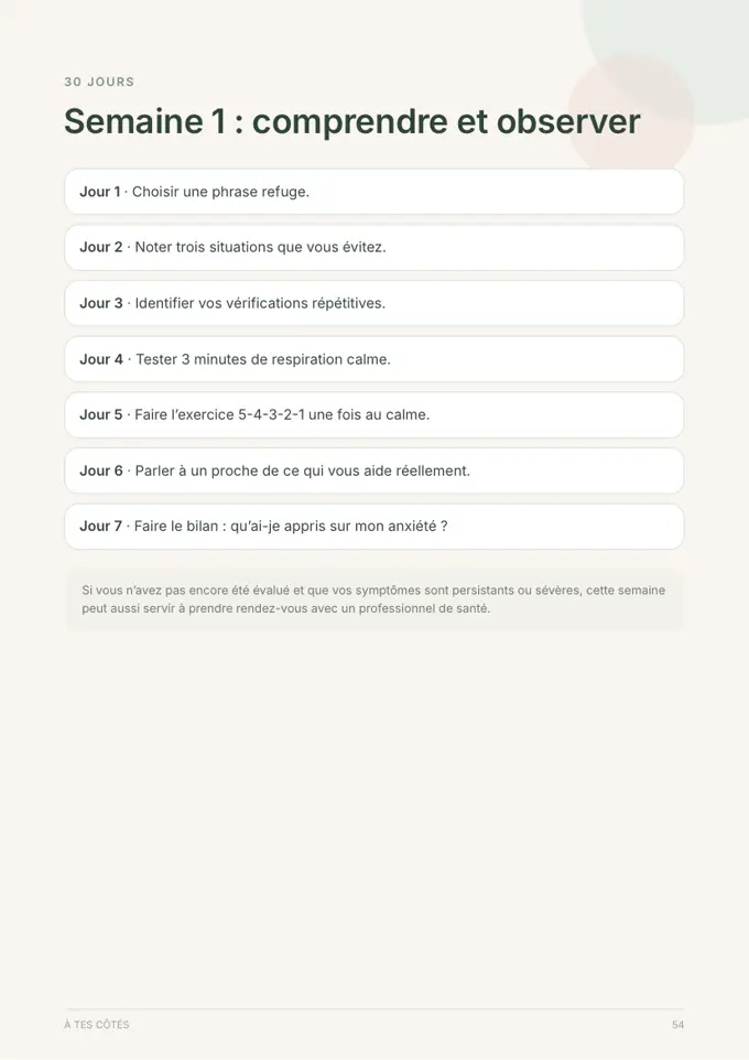 Aperçu du guide À TES CÔTÉS — Le plan personnel sur 30 jours